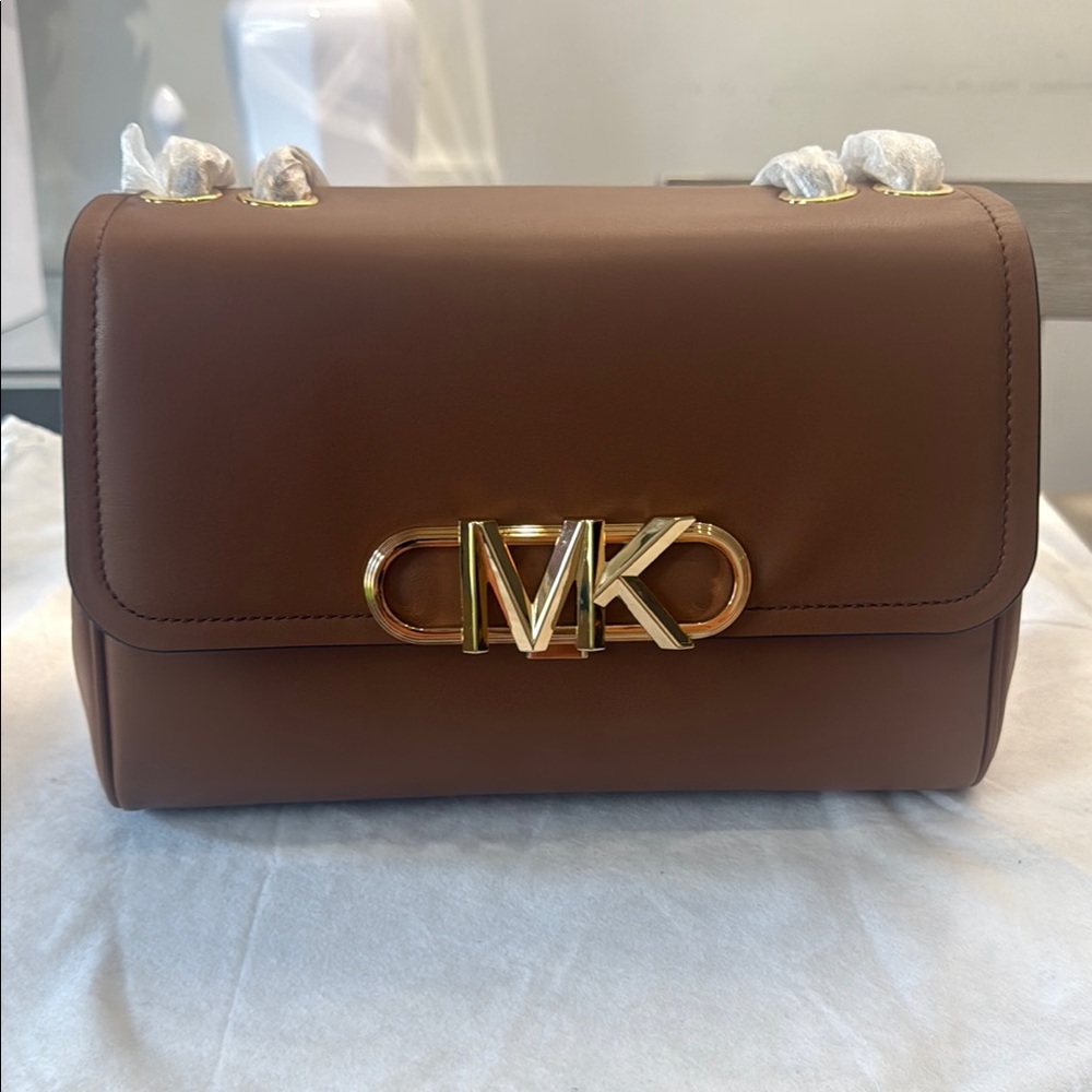 Michael Kors Chocolate Brown Shoulder Bag with Gold Logo